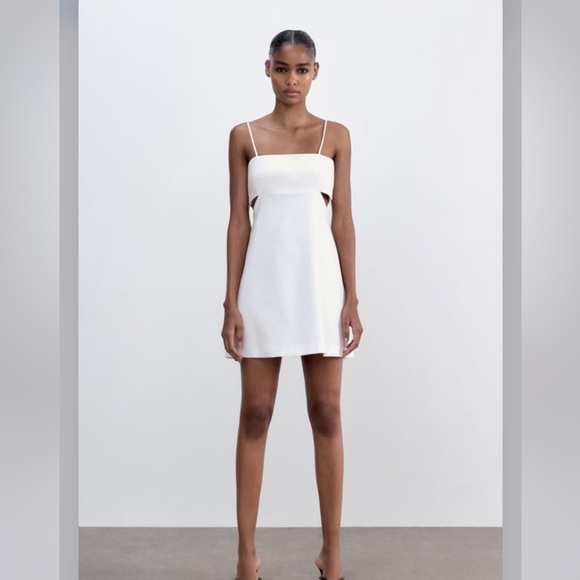Zara white dress with cut outs - Picture 1 of 3